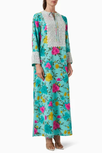 Floral-print Kaftan in Chiffon