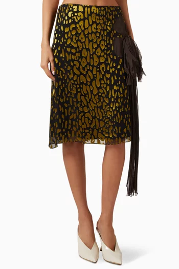 Leopard-print Skirt in Silk-blend