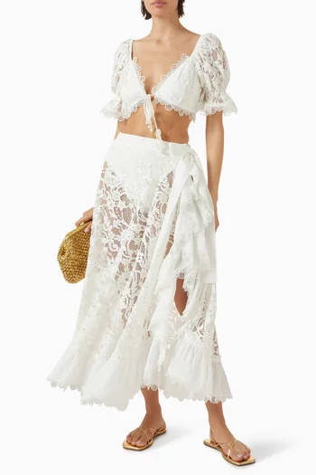 Avril Tie-front Top in Lace
