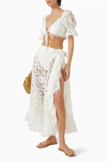 Avril Tie-side Skirt in Lace