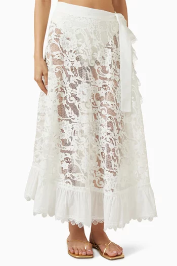 Avril Tie-side Skirt in Lace