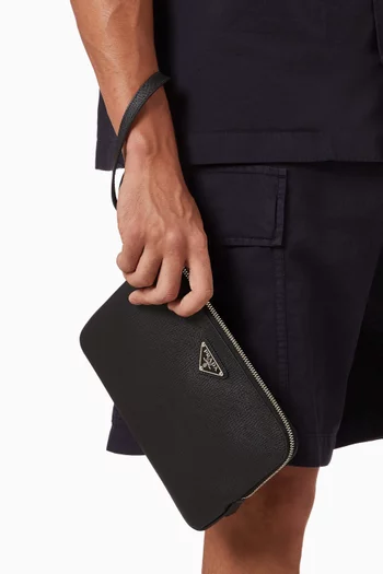Triangle Logo Pouch in Leather