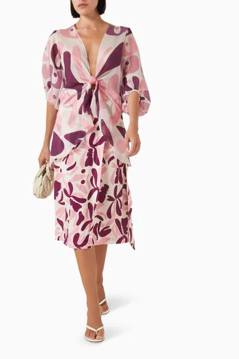 Saia Floral-print Wrap Pareo Skirt
