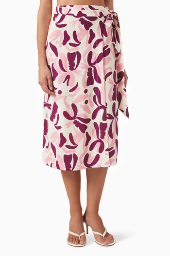 Saia Floral-print Wrap Pareo Skirt