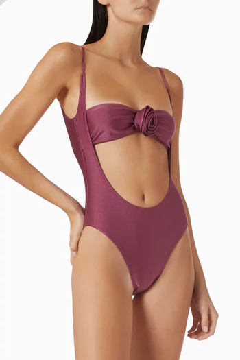 Flower Applique One-piece Swimsuit