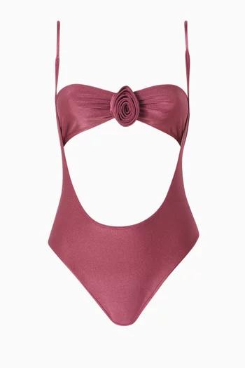 Flower Applique One-piece Swimsuit