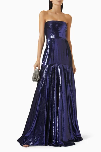 Sequin Strapless Gown