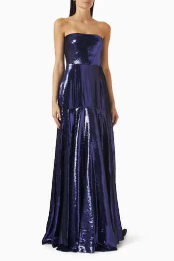 Sequin Strapless Gown