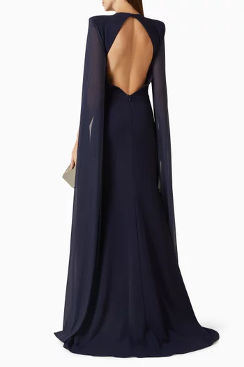V-neck Cape Sleeve Gown