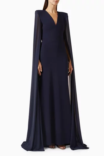 V-neck Cape Sleeve Gown