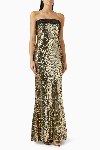 Strapless Sequin Column Gown