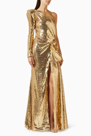 Sequin One Shoulder Gown