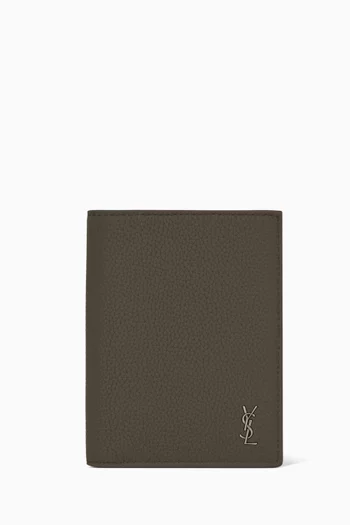 Tiny Cassandre Credit Card Wallet in Grained Leather