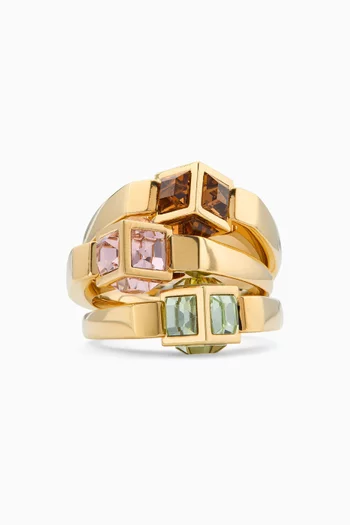 JC Cube Triple Ring in Brass