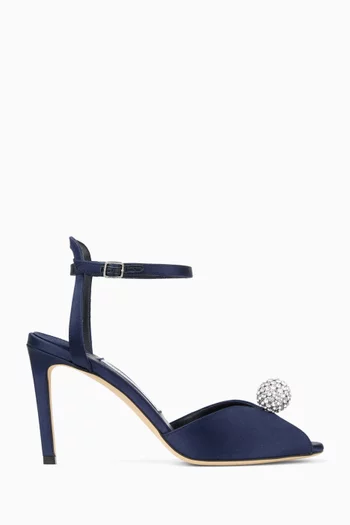Sacora Crystal Embellished 85 Sandals in Satin