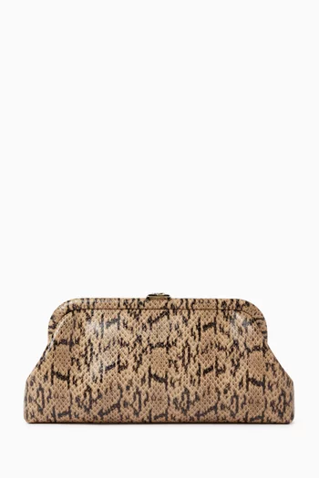 Skylar Clutch in Snake-embossed Leather