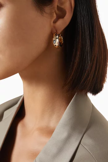 Stone Embellished Earrings in Gold-tone Brass