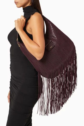 Medium Bar Hobo Bag in Biker Leather