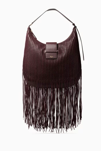 Medium Bar Hobo Bag in Biker Leather