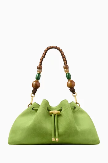 Medium Cinch Shoulder Bag in Suede
