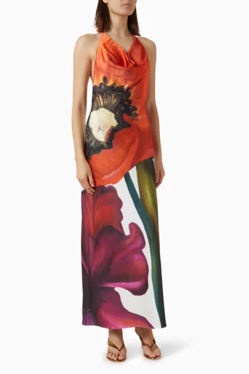 Derby Floral Maxi Dress in Satin