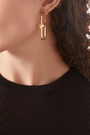Triangle Logo Hoop Earrings in Metal