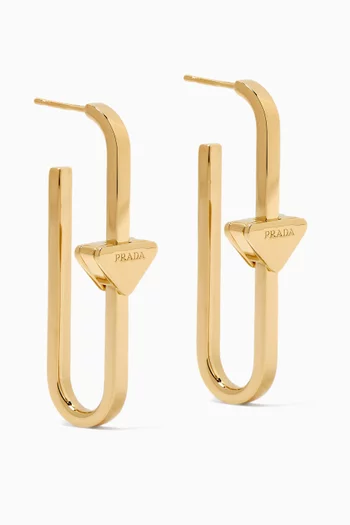 Triangle Logo Hoop Earrings in Metal