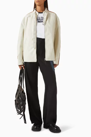 Logo Oversized Jacket in Leather