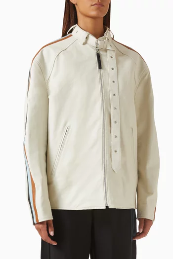 Logo Oversized Jacket in Leather