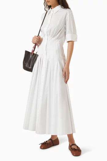 Pleated Shirtdress in Cotton Poplin