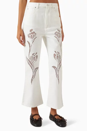 Embroidered Jeans in Denim