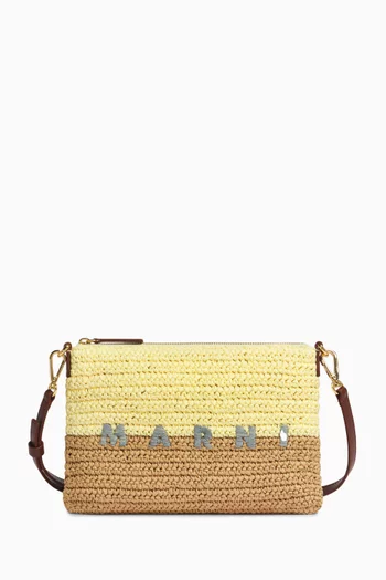 Logo Pochette in Raffia