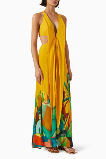 x Mokshini Cut-out Dress in Silk