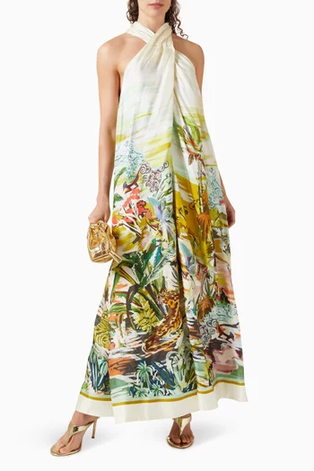 Jungle Boogie Halter Dress in Silk
