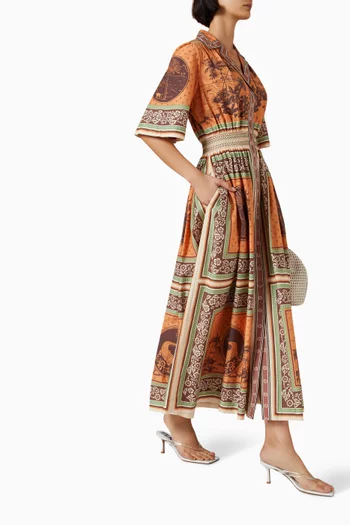 Alberta Smocked Shirtdress in Cotton Blend