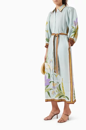 Alfie Belted Shirtdress in Linen