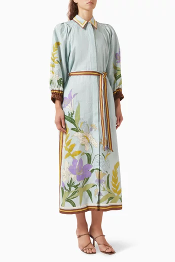 Alfie Belted Shirtdress in Linen