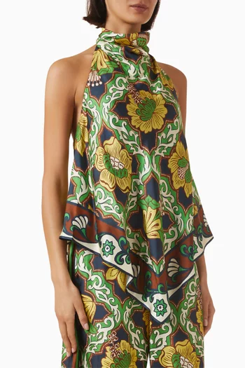 Liana Halterneck Top in Silk Twill