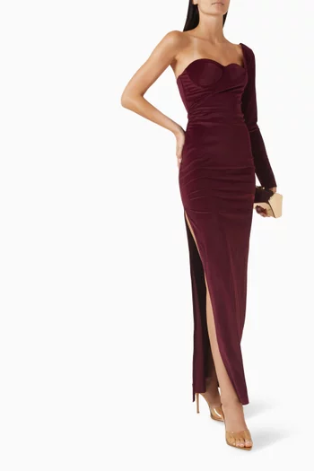 Kylie One-shoulder Gown in Velvet