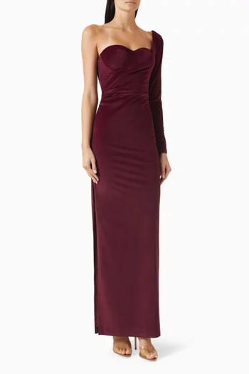 Kylie One-shoulder Gown in Velvet