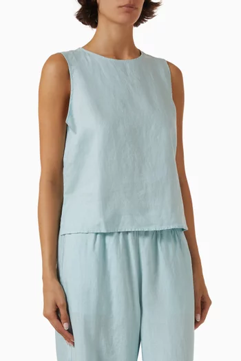 Round-neck Top in Organic Linen