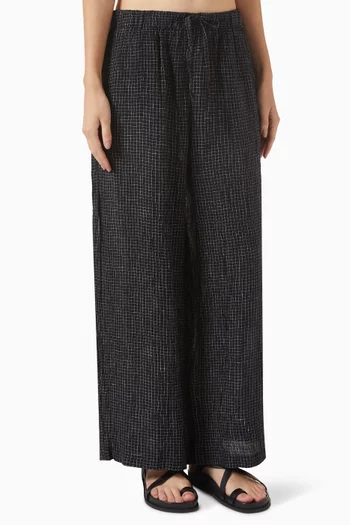 Wide-leg Drawstring Pants in Linen