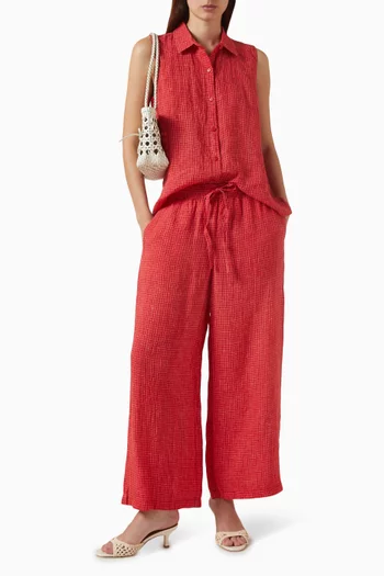 Wide-leg Drawstring Pants in Linen