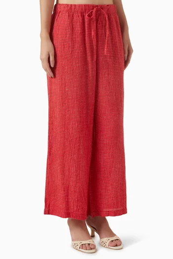 Wide-leg Drawstring Pants in Linen
