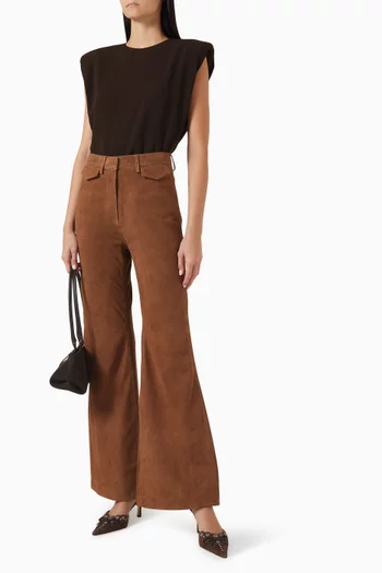 High-waisted Pants in Suede