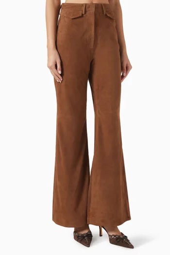 High-waisted Pants in Suede