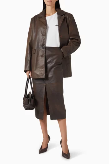 Midi Pencil Skirt in Leather