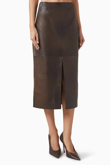 Midi Pencil Skirt in Leather