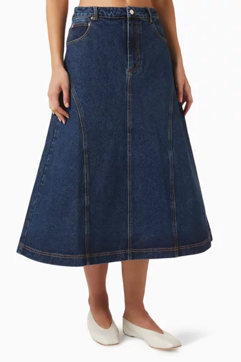 Overdrive Midi Skirt in Denim