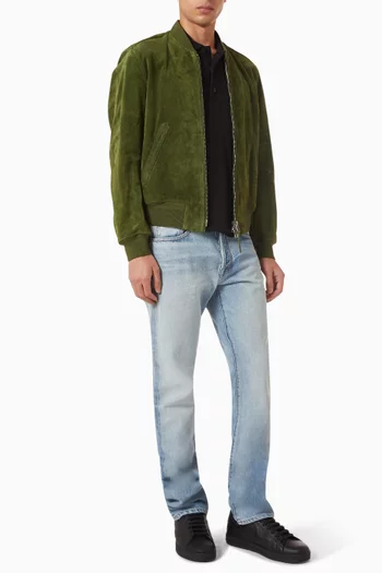 Perforated Bomber Jacket in Cashmere Suede